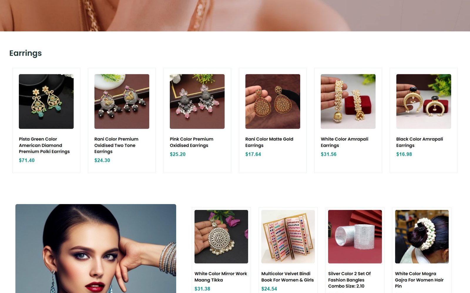 Earrings collection and feature banners